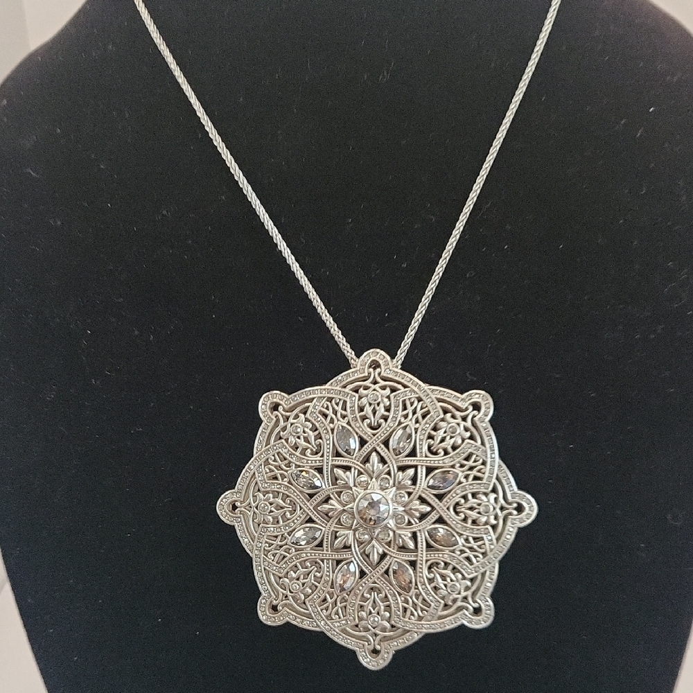 Brighton Elegant Silver Filigree Pendant Necklace Nwt